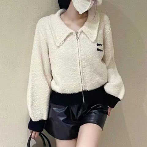 

23ss Women Designer Jacket Embroidered brand logo lapel Zipper coat knit womens Autumn Winter fashionable High-quality clothess, Graph color