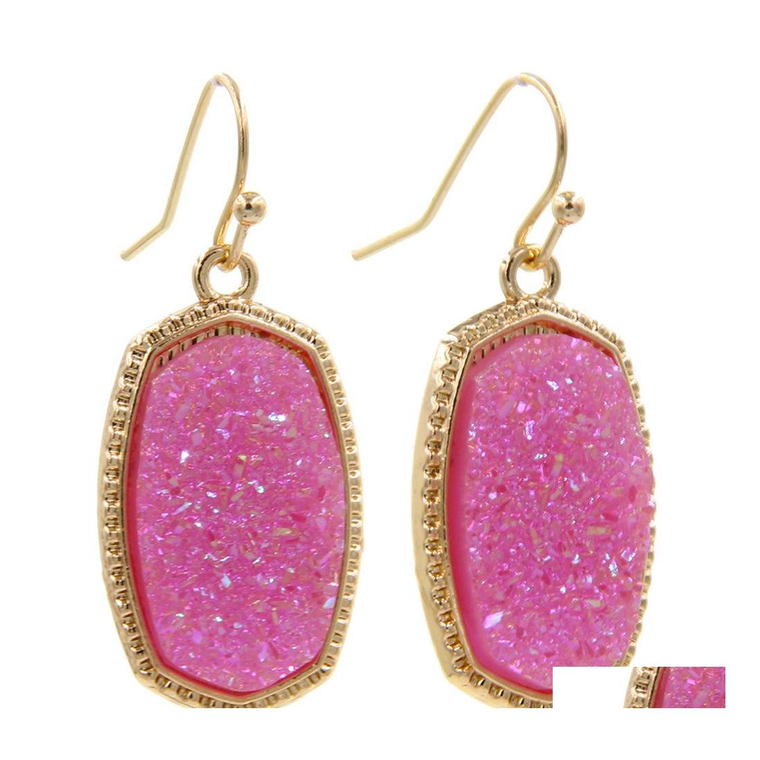 

Charm Resin Druzy Drusy Earrings Charms Designer Oval Hexagon Fashion Dangle Teardrop Earring For Women Drop Delivery Jewelry Dh3Im