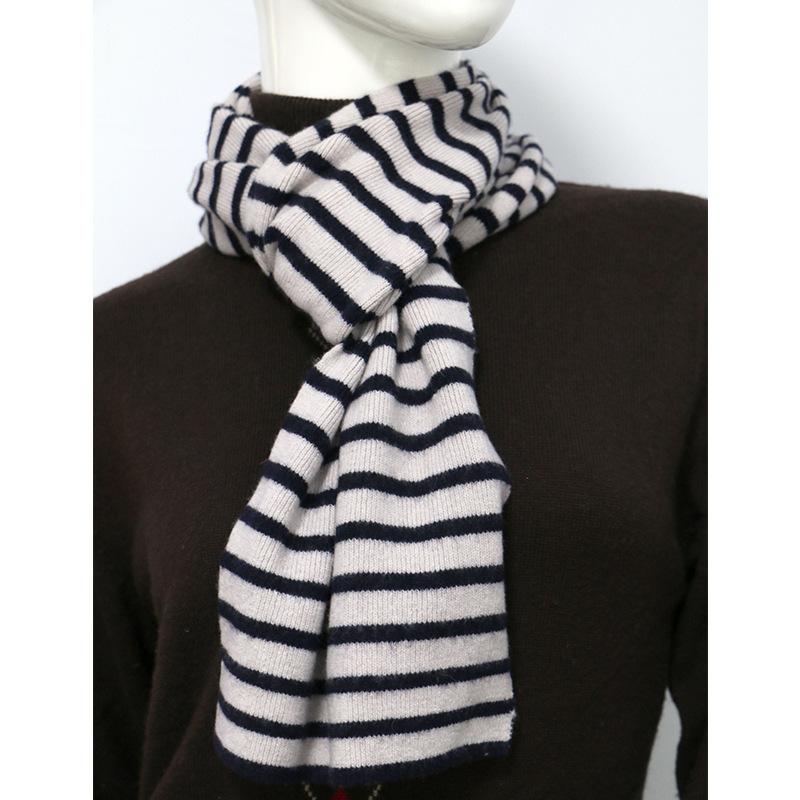

Scarves Scarf Women And Men Warm Pashmina Autumn Winter Pure Wool Striped Knitted Navy Blue White