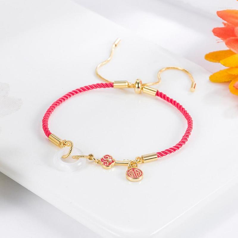 

Charm Bracelets Chic Female Bracelet Anti-fade Red Chinese Style Women Girls Bangle High Tensile For Daily