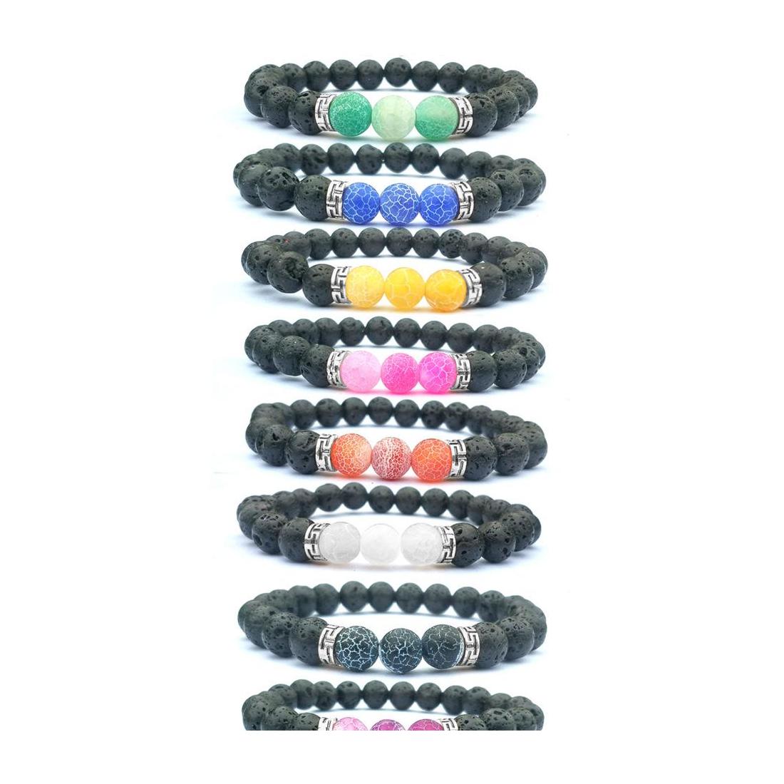 

Charm Bracelets Colorf Weathered 8Mm Chakras Black Lava Stone Beads Diy Essential Oil Diffuser Bracelet Stretch Yoga Jewelry Drop Del Dh27B