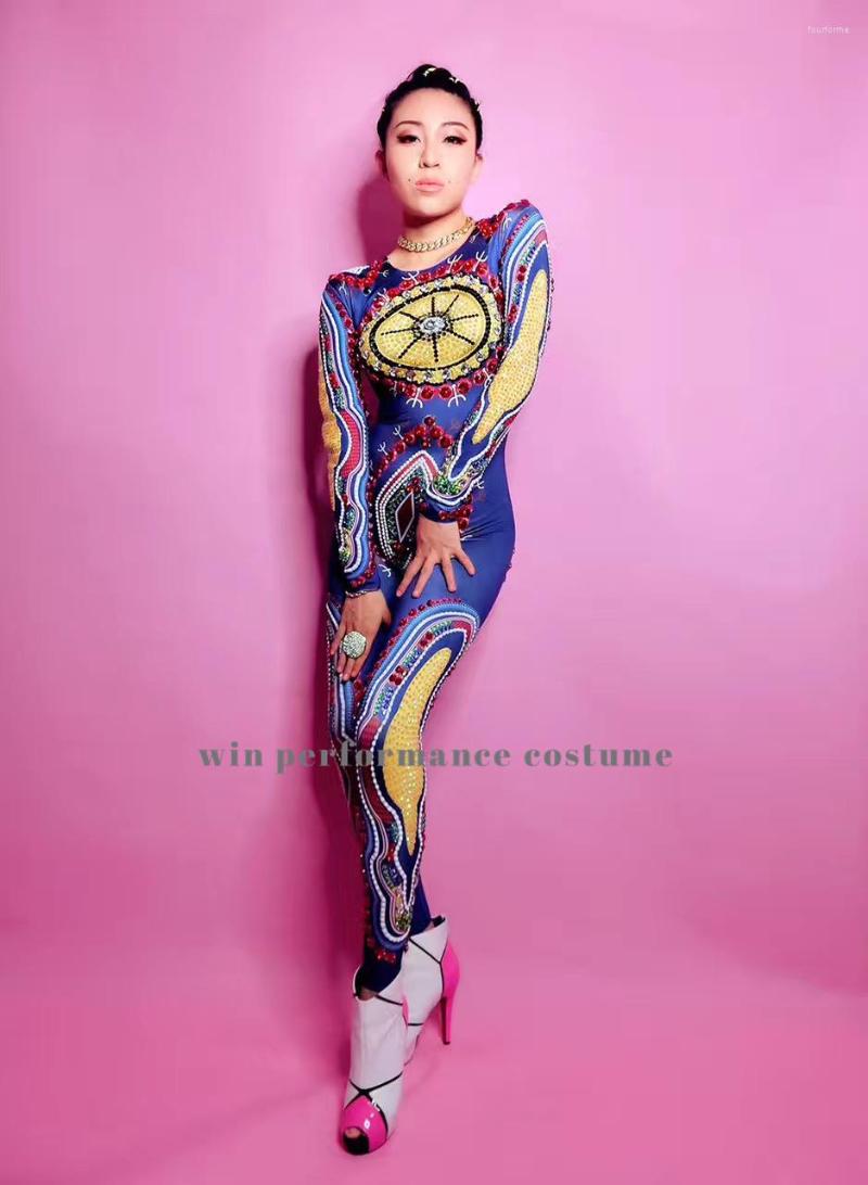 

Stage Wear Tights Women's Birthday Celebrate Outfit Bar Dancer Pantihose Sparkly Rhinestones Nightclub, Multi