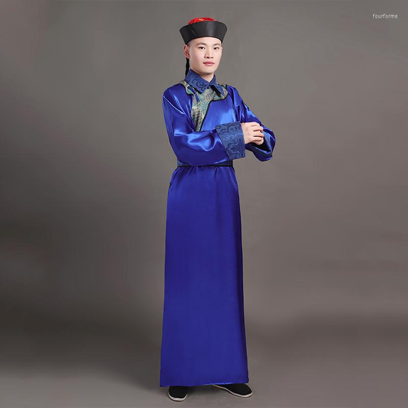 

Stage Wear Oriental Ancient Costume Male Long Robe Chinese Qing Dynasty Men Clothing TV Film Cosplay Outfit, Red