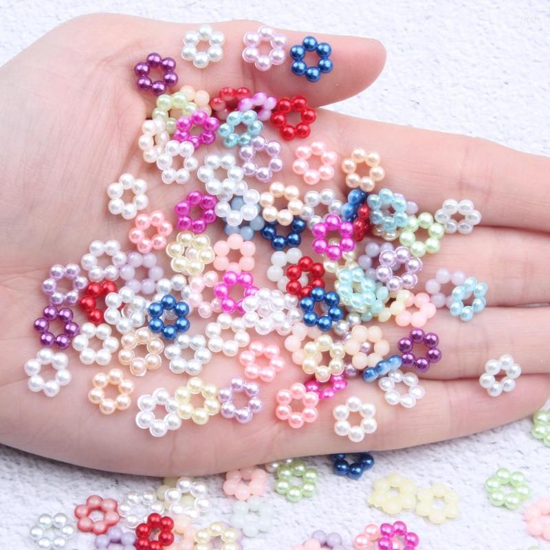 

Nail Art Decorations Half Pearl Flower Shape Mix Colors White Ivory Color Imitation Pearls Flatback Great For Clothing Bags Shoes DIY