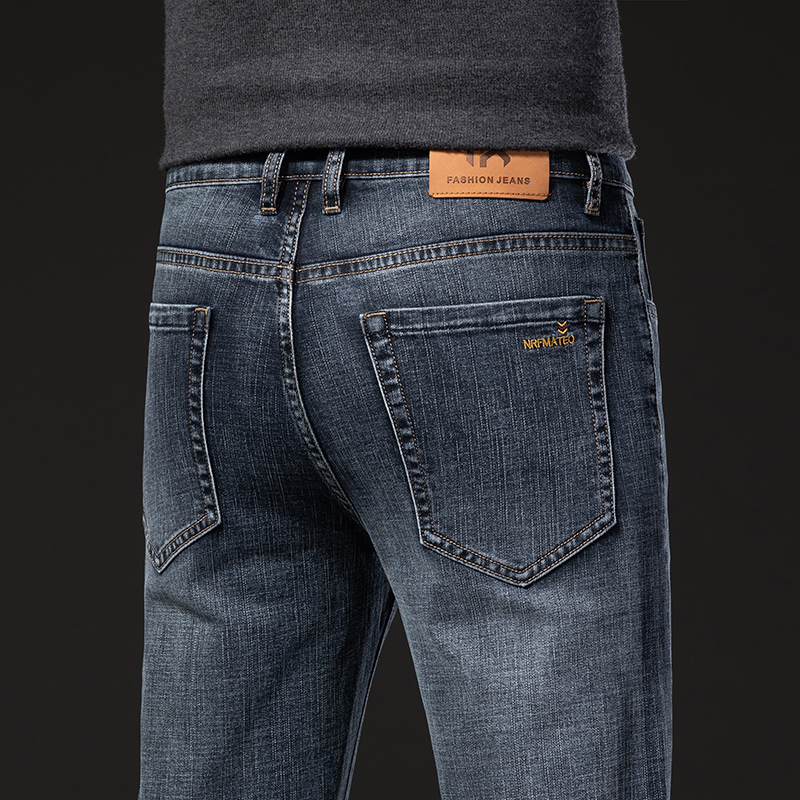 

Men s Jeans 2023 Fashion Straight Spring Elastic Cotton Regular Business Casual Trousers Classic Blue Denim Pants Male 230217, Retro blue