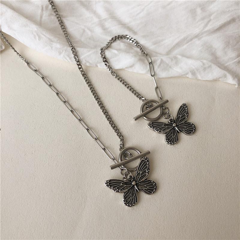 

Necklace Earrings Set Zuowen Vintage Fashion Punk Butterfly Necklaces Bracelets For Women Choker Statement Thick Chain Party Jewelry, Picture shown