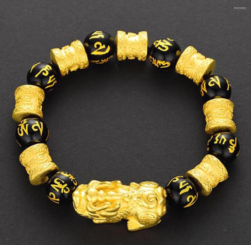 

Strand Fashionable Style Black Natural Stone Pixiu Obsidian Bracelet