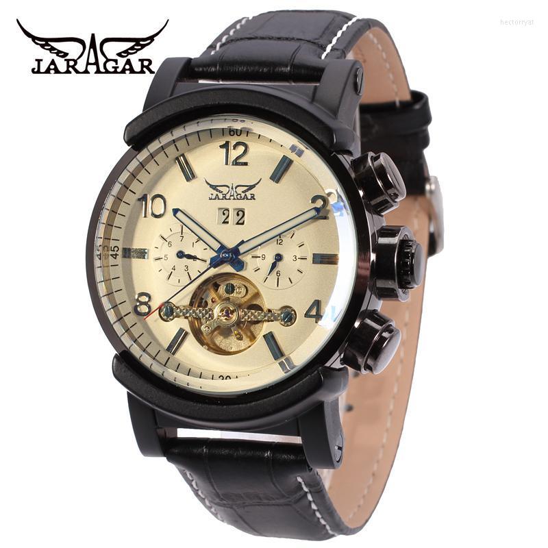 

Wristwatches Jaragar Fashion Leisure Multifunction Big Dial Tourbillon Automatic Mechanical Men Watches Simple Sports Male Wristwatch Relogi, White