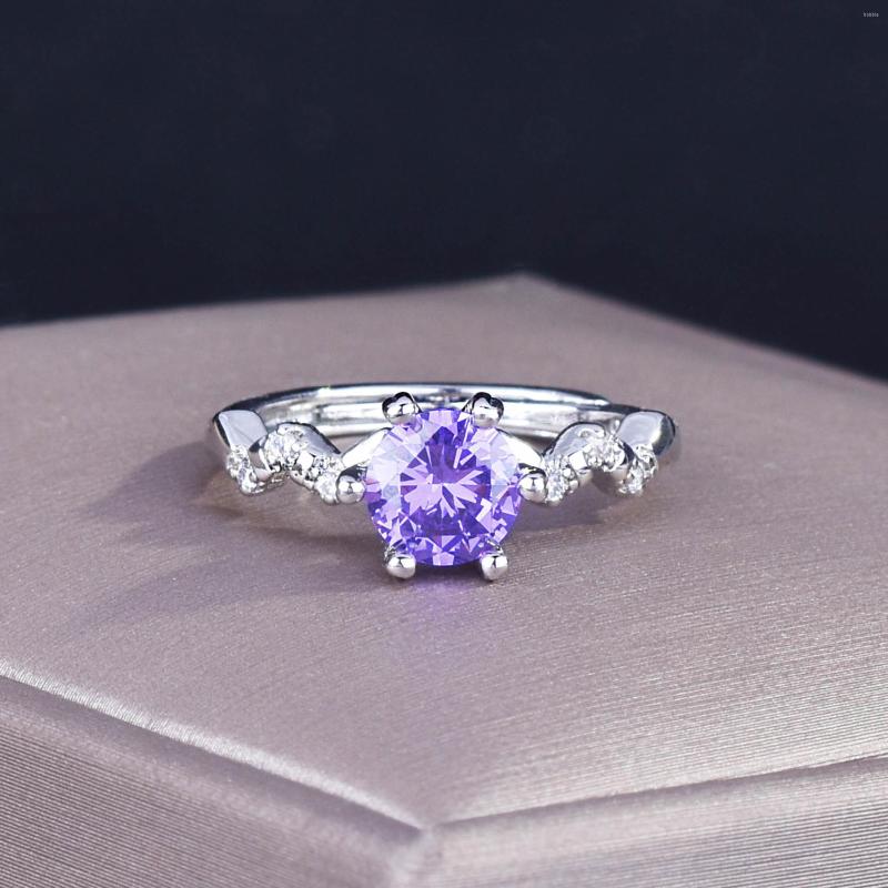 

Wedding Rings S Moissanite Drill Opening Adjusatble Ring Eight Hearts And Arrows Purple High Carbon Zircon Female Jewelry