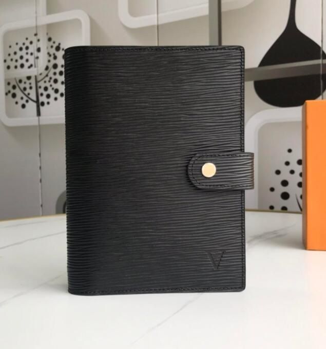 

Women Men Leather Notebook Bags Holder Credit Case Book Cover Fashion Diary Small Ring Agenda Planner Notebooks Wih Dust Bag and Box, Black+plaid