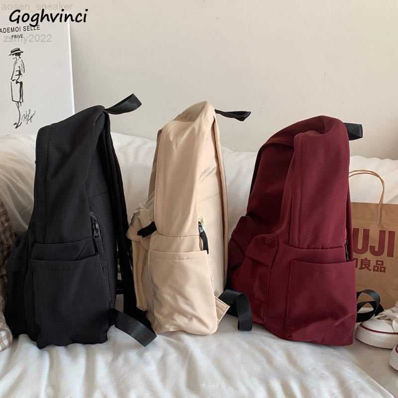 

Backpacks Women Solid Black Large Capacity Backpack Trendy Ulzzang Harajuku Casual Zipper Waterproof Bag Students Japanese Style