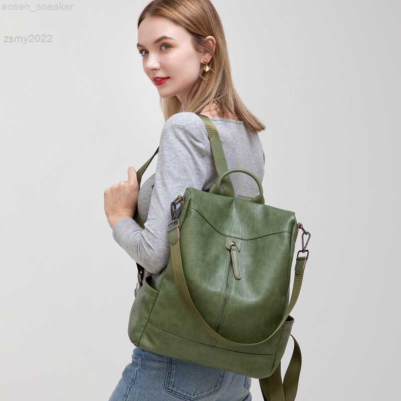 

2022 Female backpack mochila feminina casual Multifunction Women Leather Backpack Female Shoulder Bag Sac A Dos Travel Back Pack, Upgrade-coffee