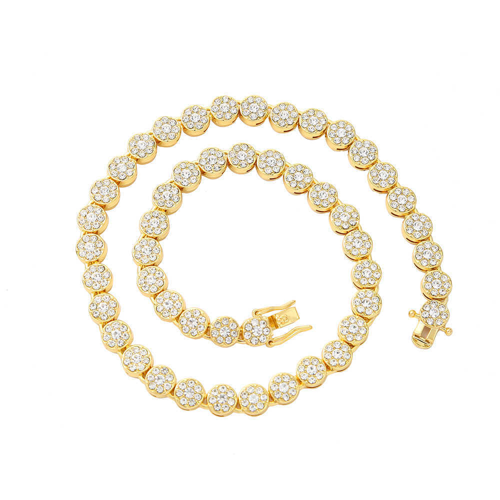 

Designer Jewelry Bling Luxury Paved Crystal Round Cuban Link Chain Necklace for Women Hip Hop Iced Out Round Choker Jewelry