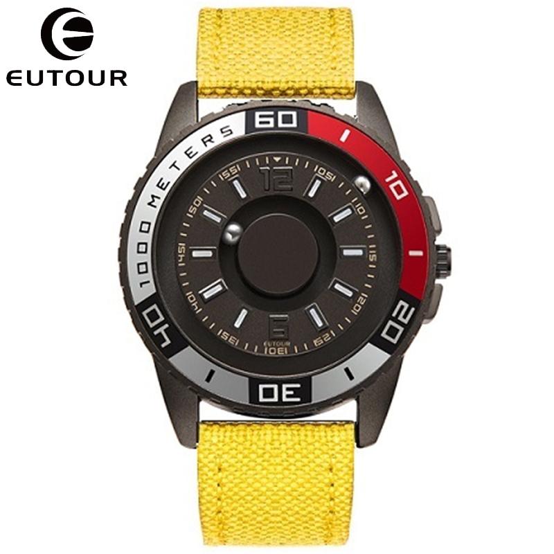 

Wristwatches Eutour Fashion Watch Men Watches Magnetic Magnet Dial Turntable Beads Metal Ball Male Creative Man Reloj TODO Saat Clock, Cool black