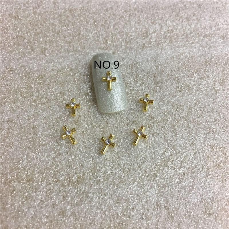 

Nail Art Decorations 10 Pcs/bag Golden Style A Diamond Jewelry Cross White And AB 3d Decoration Ornament Sticker NO.9 NO.10