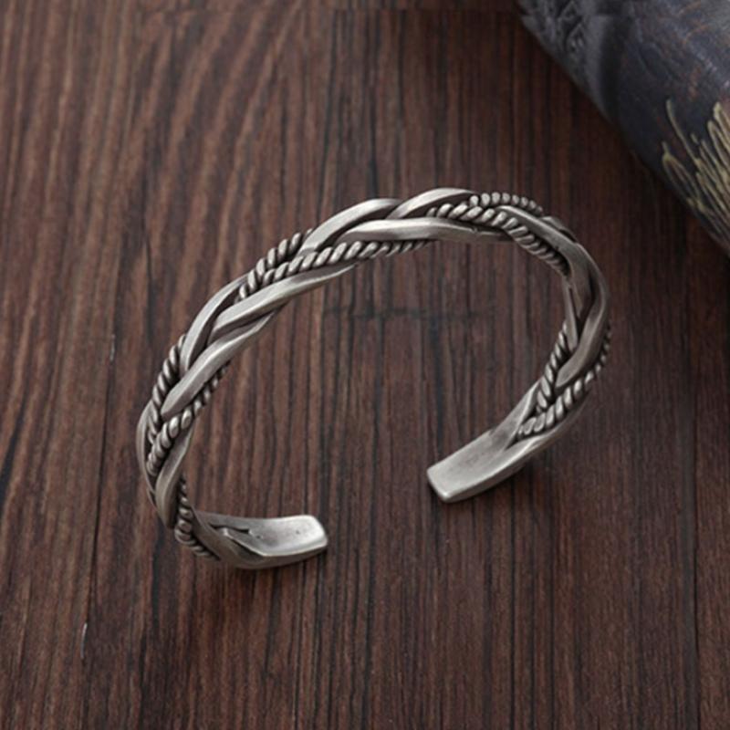 

Charm Bracelets Vintage Trendy Adjustable Twist Type Bracelet Punk Geometric Opening Twisted Woven For Men Bangle Jewelry Male GiftsCharm