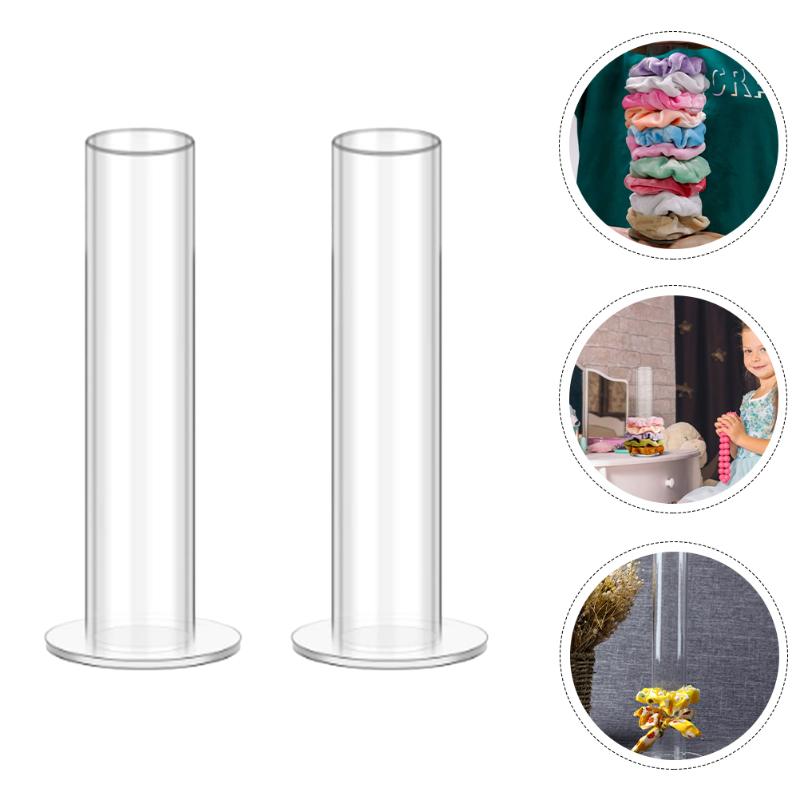 

Jewelry Pouches Bags 2Pcs Hair Rope Storage Stands Transparent Acrylic Brackets Desktop OrganizersJewelry