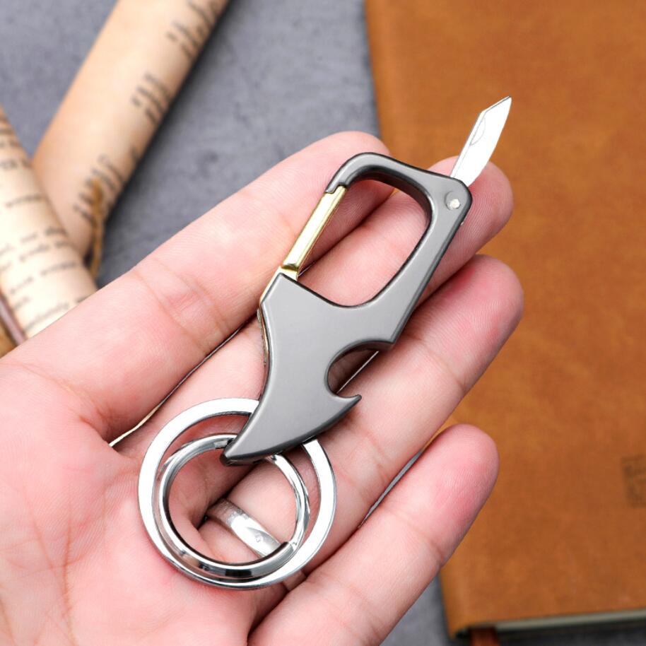 

Mini Knife Folding Bottle Opener Keychain For Men Multifunctional Waist Mount Carabiner Key Chains Car Key Chains Backpack Pendant Accessories