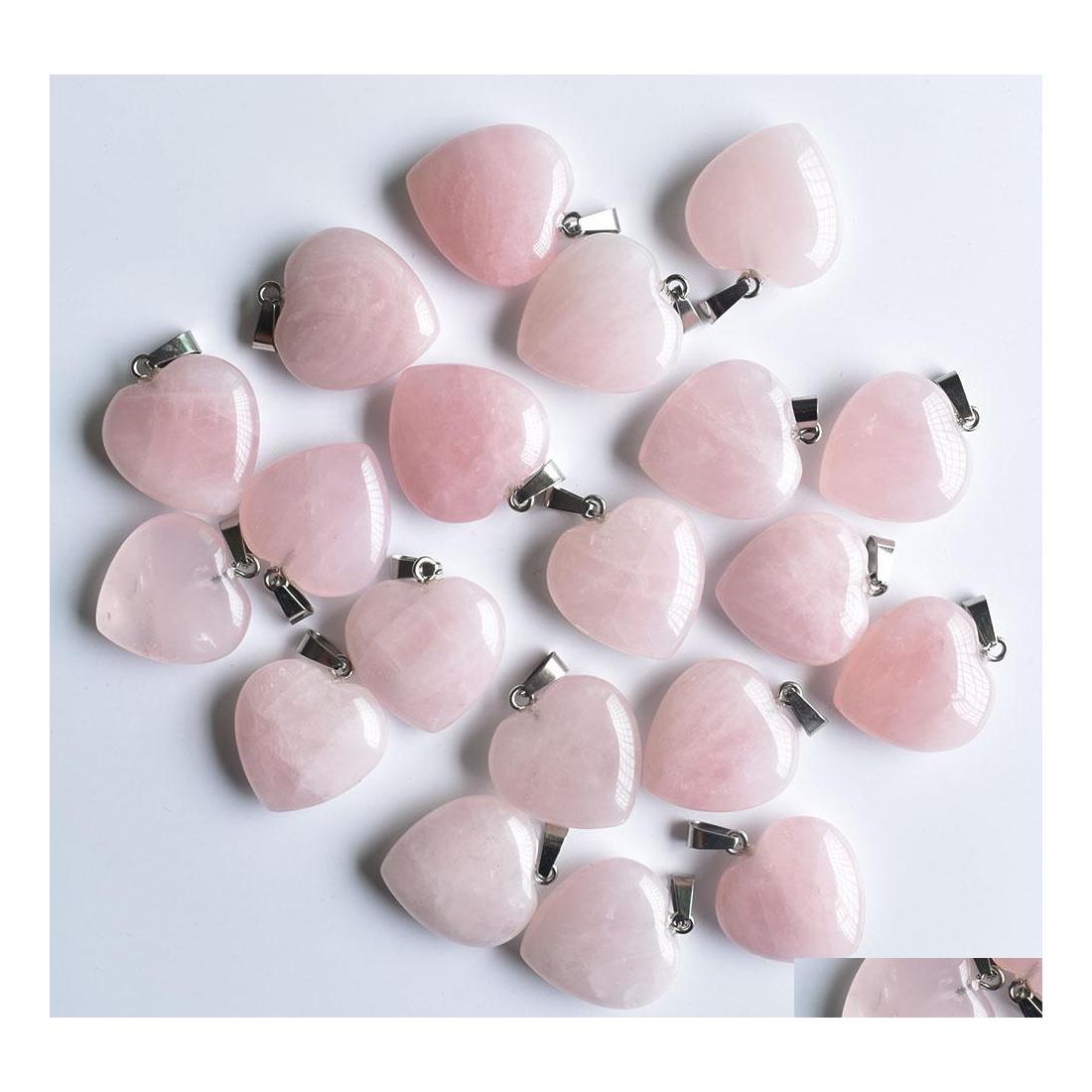 

Charms Natural Stone 25Mm Heart Shape Pink Rose Quartz Pendants Chakras Gem Fit Earrings Necklace Making Assorted Drop Delivery Jewe Dhiu6
