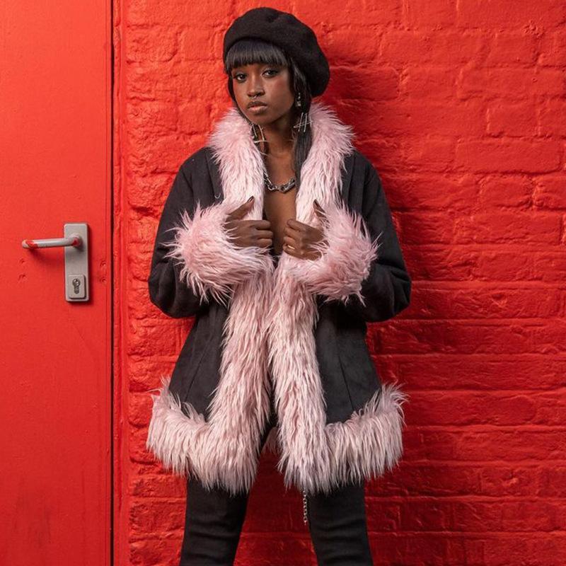 

Women' Wool & Blends Autumn And Winter Long Sleeved Fur Stand Collar Coat