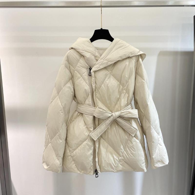 

Women's Down Side Zipper Waist Autumn And Winter Jacket, Black
