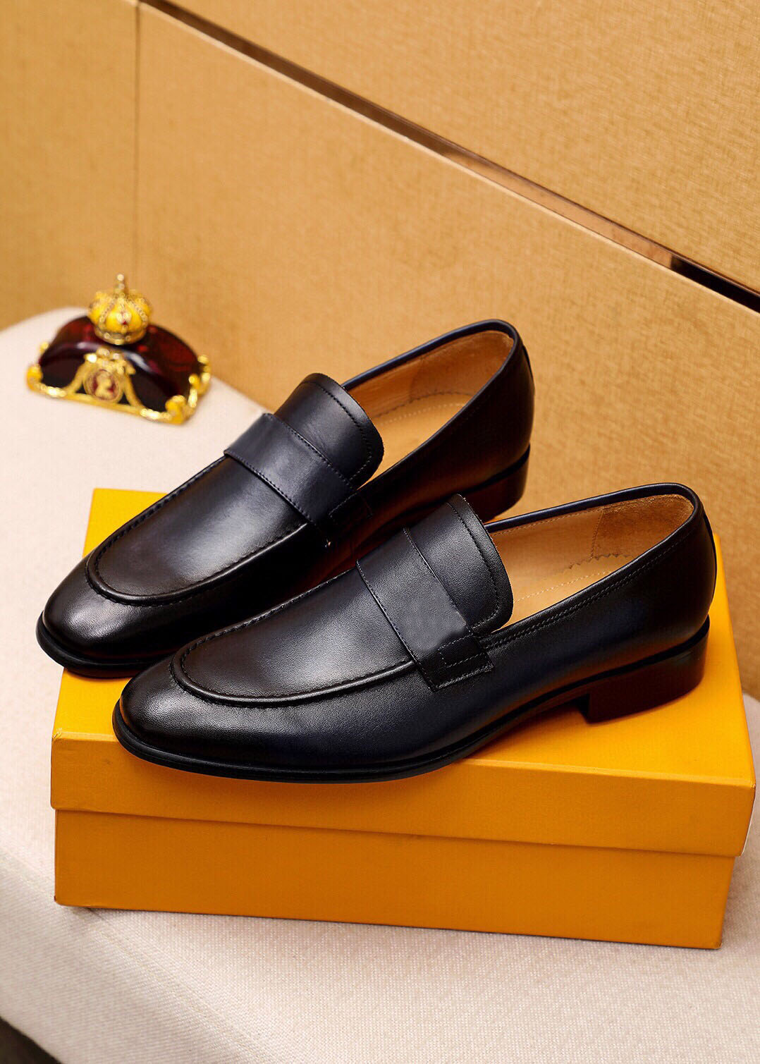

2023 Men Fashion Genuine Leather Dress Shoes Brand Business Formal Footwear Party Wedding Oxfords Casual Loafers Size 38-45, Black