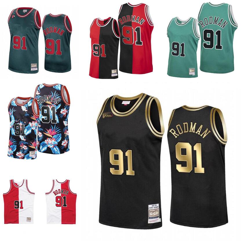 

Dennis Rodman Stitched basketball Jersey S-6XL Mitchell Ness jersey 1997-98 Mesh Hardwoods Classics retro jerseys Men Women Youth white red, Stitched jersey