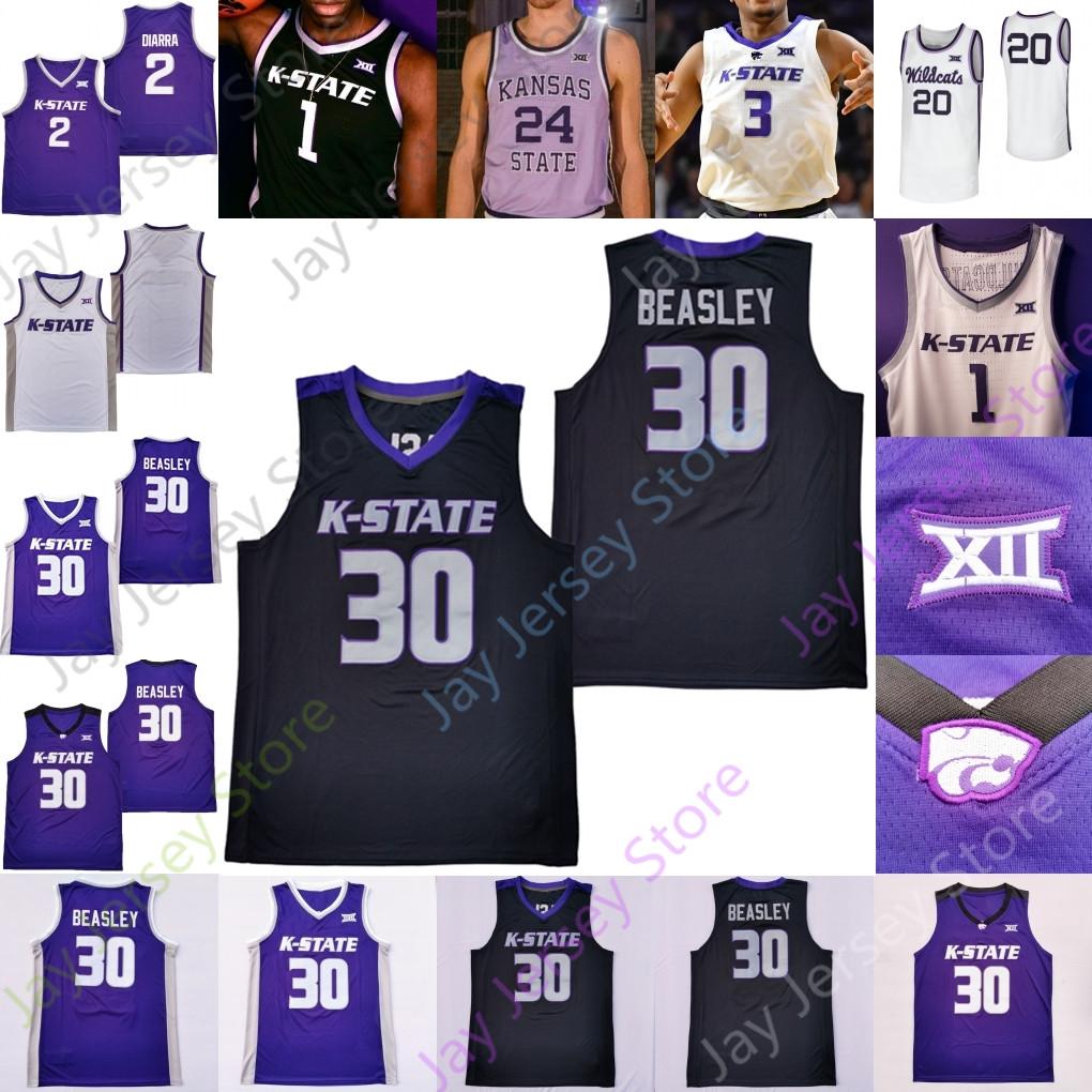 

Kansas State Wildcats Basketball Jersey NCAA College Beasley Nijel Pack Selton Miguel Mark Smith Markquis Nowell Ismael Massoud Kaosi Ezeagu, Purple