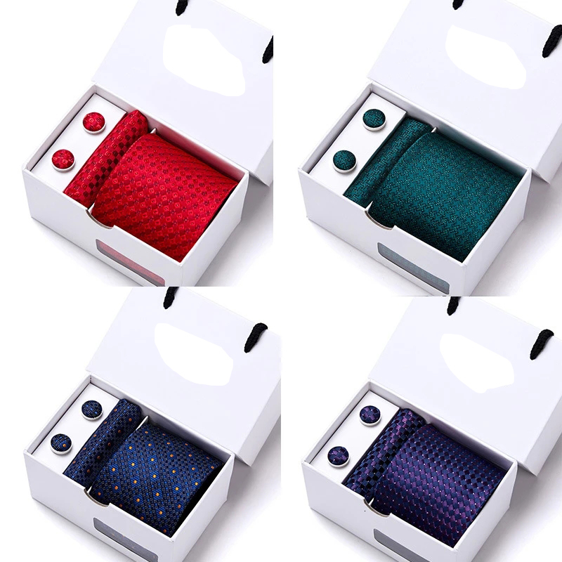 

Bolo Ties Man Tie Gift Set Handkerchief Cufflinks Neck For Men Wedding Green Red Slim Necktie Business Suit Accessories Box 230217