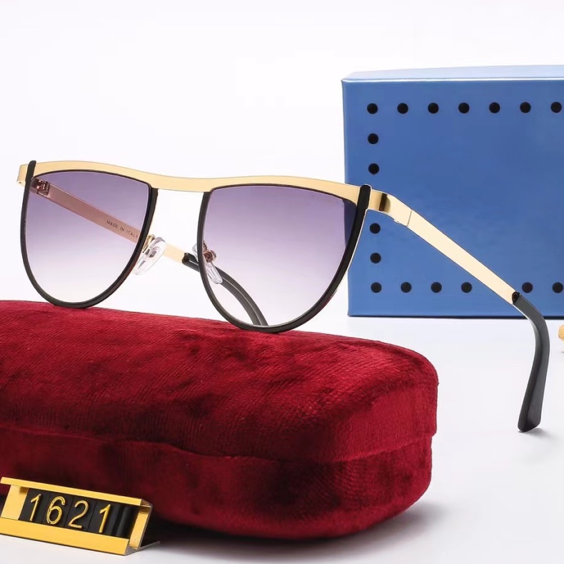 

Luxury Designer Metal Rectangle sunglasses Cat Eye Frame Sun Glasses Trimming UV400 Metal Temples