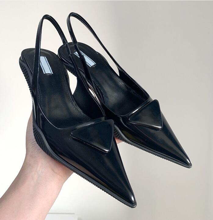 

Luxury Designer P Pointed Sandals High Heel Shoes 3.5cm 7.5cm Genuine Leather Shallow Mouth White Black Pink Dress Shoes 35- No Box, White 7.5cm