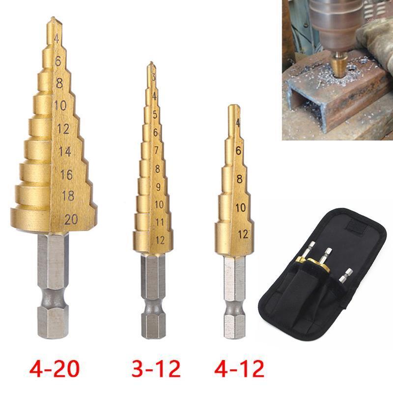 

Professional Drill Bits 1/3pcs 3-12mm 4-12mm 4-20mm 4-32mm HSS Straight Groove Step Bit Set Coated Wood Metal Hole Cutter Core