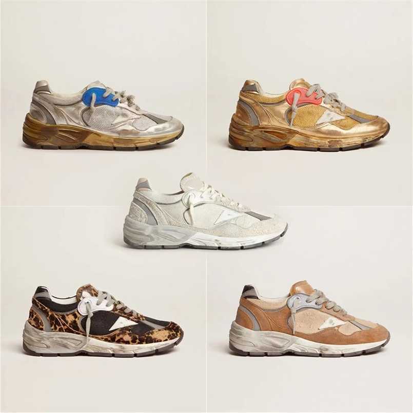 

Italian Brand DAD-STAR Running Sole Golden Shoes For Designer Do-old Dirty Sneakers With Mid Slide Star Leopard Suede Mixed Leather Men WomenC8JD