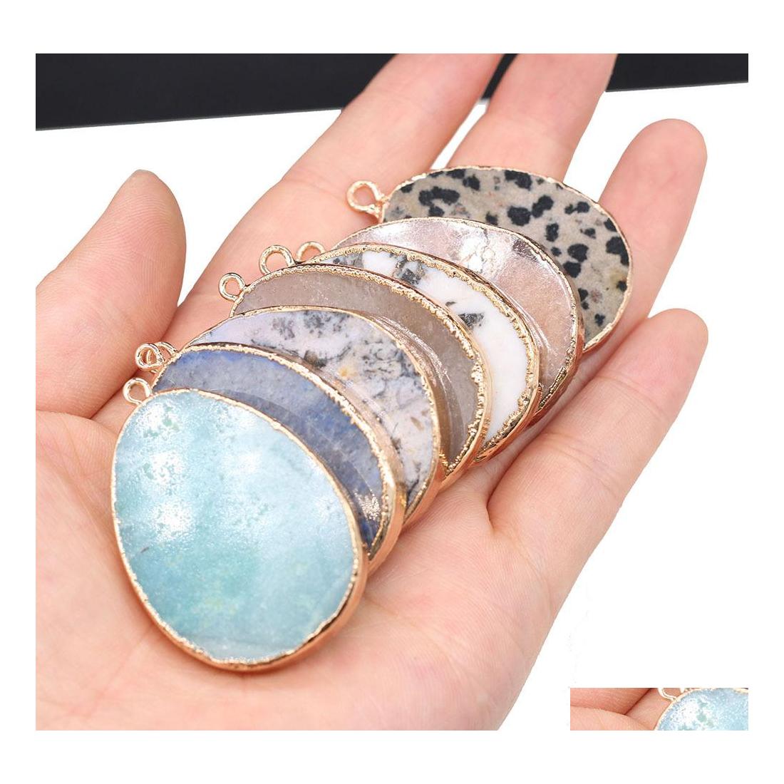 

Charms Waterdrop Turquoise Healing Stone Red Aventurine Amazonium Quartz Crystal Gold Edged Pendant Diy Necklace Women Yzedibleshop Dhhbz