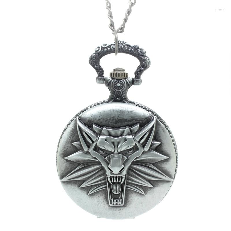 

Pocket Watches (1150B) Vintage Silver Ancient Direwolf Watch Necklace. Christmas Trees Hang Gift . Promotion Gift.Size 45mm.12 Pcs/lot, Picture shown