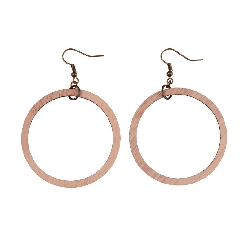 

Hoop Earrings & Huggie Rainbery Woman African Wood Fashion Jewelry Eardrop 1 Pairs Round Design Personality Hollow Dangle JE0727