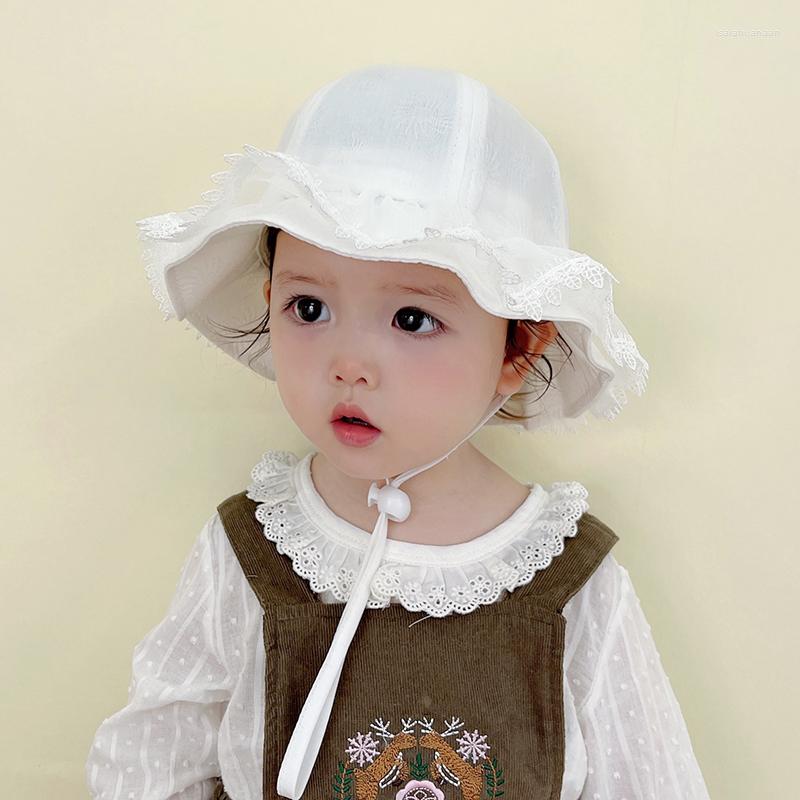 

Berets 0-3 Years Summer Baby Sun Hat For Girls Cotton Lace Caps Head Accessories Kids Infant Beach Hats UV Protection Bucket Cap, Heart