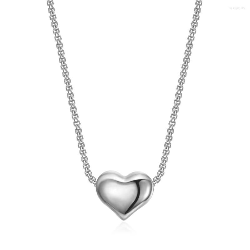 

Pendant Necklaces Fashion Minimalist Smooth Tiny Heart Shaped Necklace Stainless Steel Cute Charm For Women Jewelry