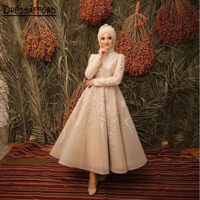 

Party Dresses Long Sleeve Muslim Evening Luxury Dubai Women Wedding Gowns Arabic Formal Prom Dress, Same as pic