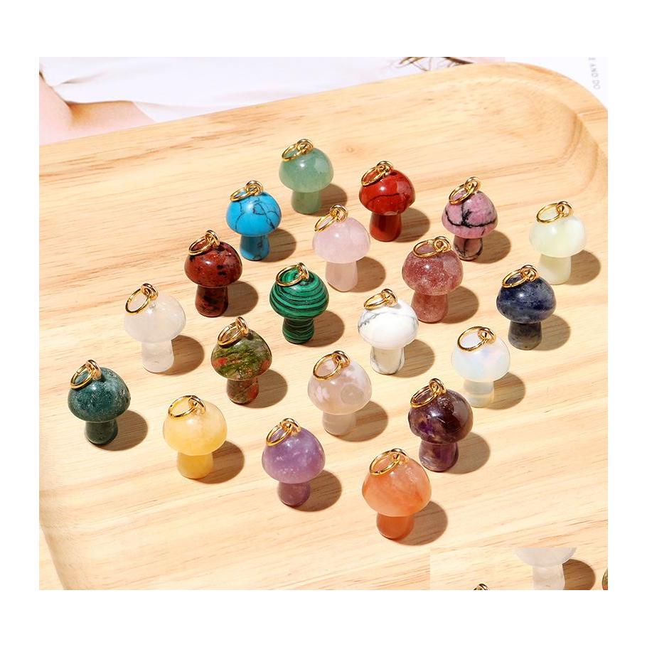 

Charms Natural Crystal Stone 2Cm Mushroom Statue Carving Reiki Healing Chakra Pendant For Necklace Jewelry Making Drop Delivery Find Dhekh