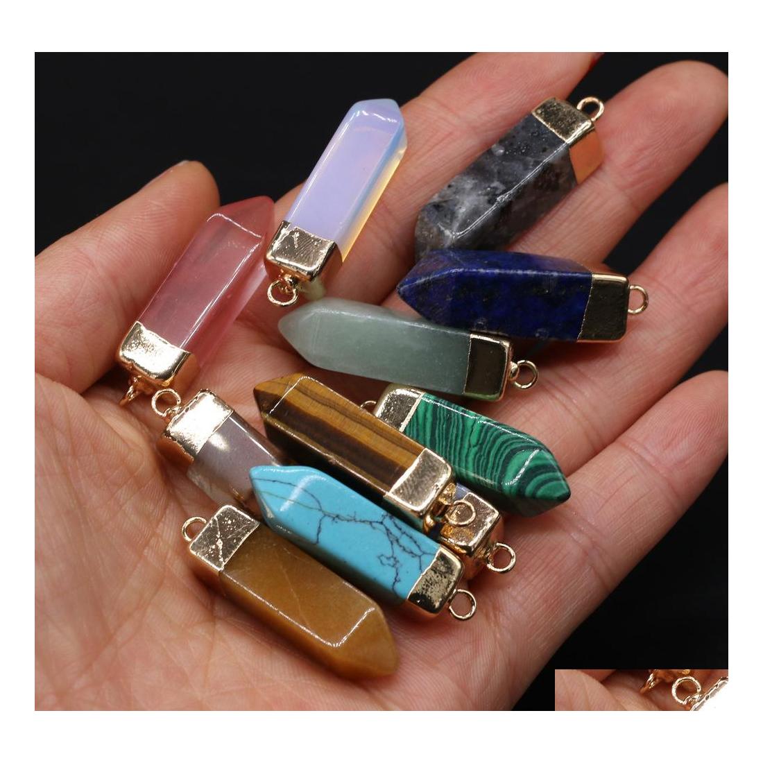 

Charms Natural Stone Quadrangar Rose Quartz Lapis Lazi Turquoise Opal Pendant Diy For Bracelet Necklace Earrings Jewelry Making Drop Dhilz