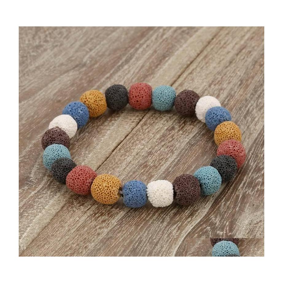 

Charm Bracelets Colourf Natural Lava Stone Heart Love Bead Bracelet Diy Volcano Essential Oil Diffuser For Women Men Jewelry Drop Del Dhizm
