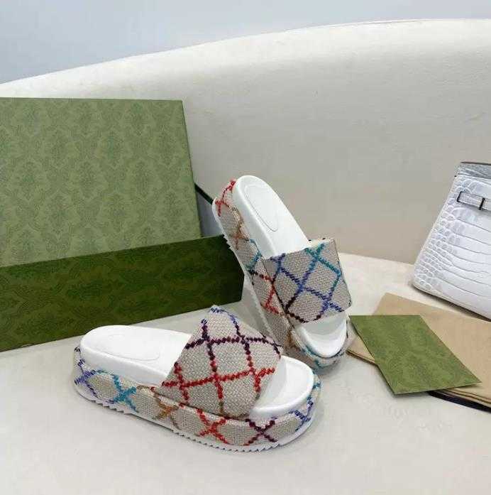 

Designer Slippers Fashion Thick bottom Sandals Rubber Letter Embroidery guccie gg guccis Slides lady Platform Wedges Beach High heel Embroidered slip on Flip Flops, #6