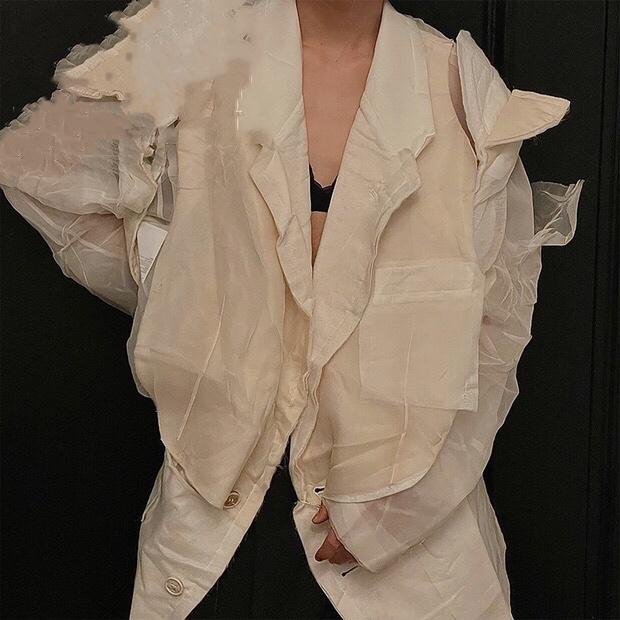

Women' Jackets Summer Women Hole Mesh Patchwork Loose Jacket Ladies High Qualtiy Coat Overcoat 2 Color Ddxgz2 5.21Women, Black