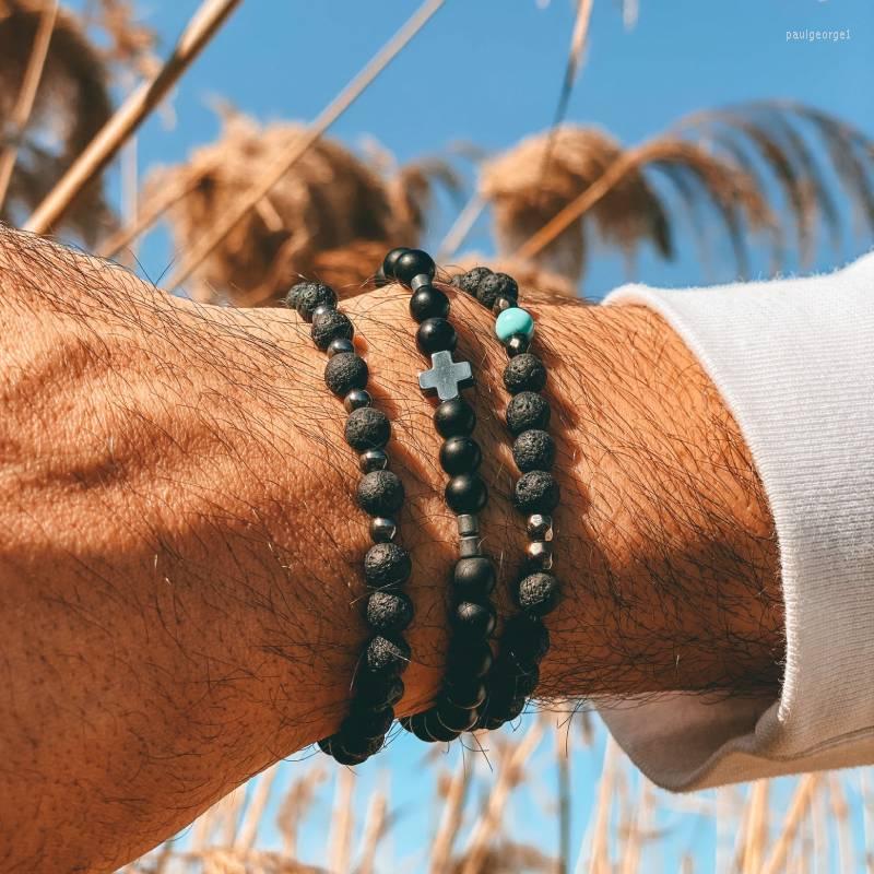 

Strand Men's Bracelet Black Beads Jewelry Yoga Diffuser