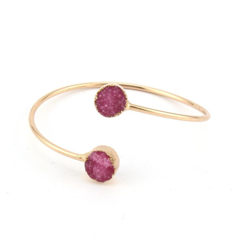 

Bangle Fashion Vintage Resin Drusy Druzy For Women Geometric Asymmet Round Blue Black Bracelet Bangles Gold Color Gift