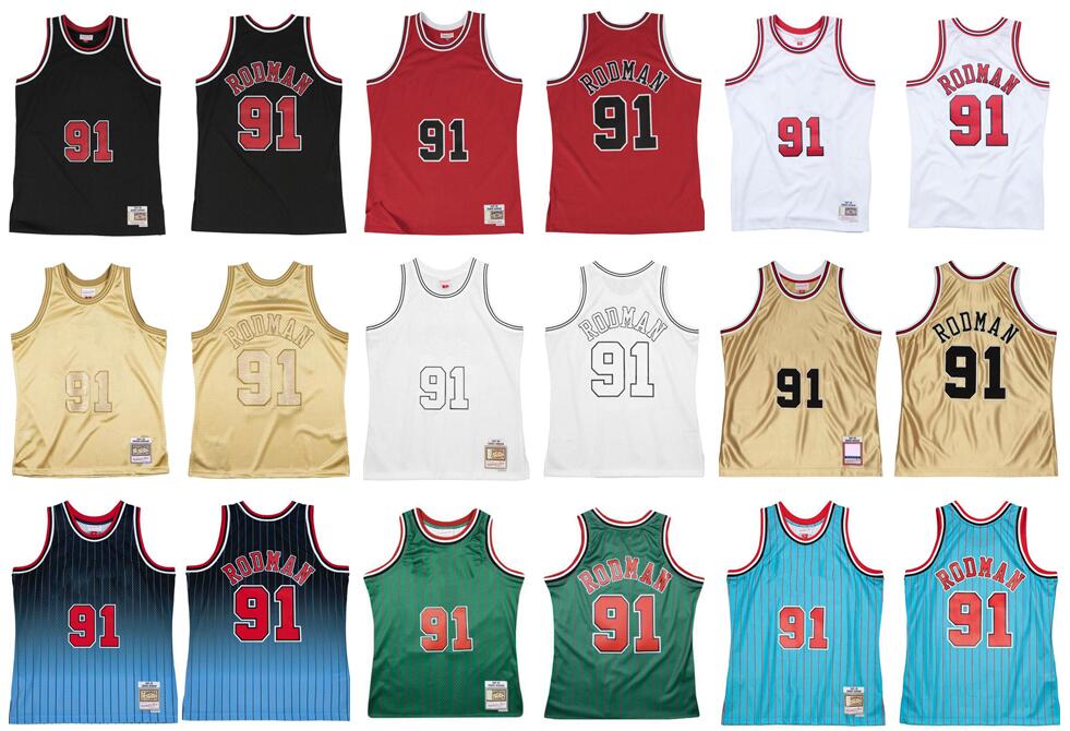 

Dennis Rodman Stitched basketball Jersey S-6XL Mitchell Ness jersey 1995-96 1997-98 Mesh Hardwoods Classics retro jerseys Men Women Youth white red, Stitched jersey