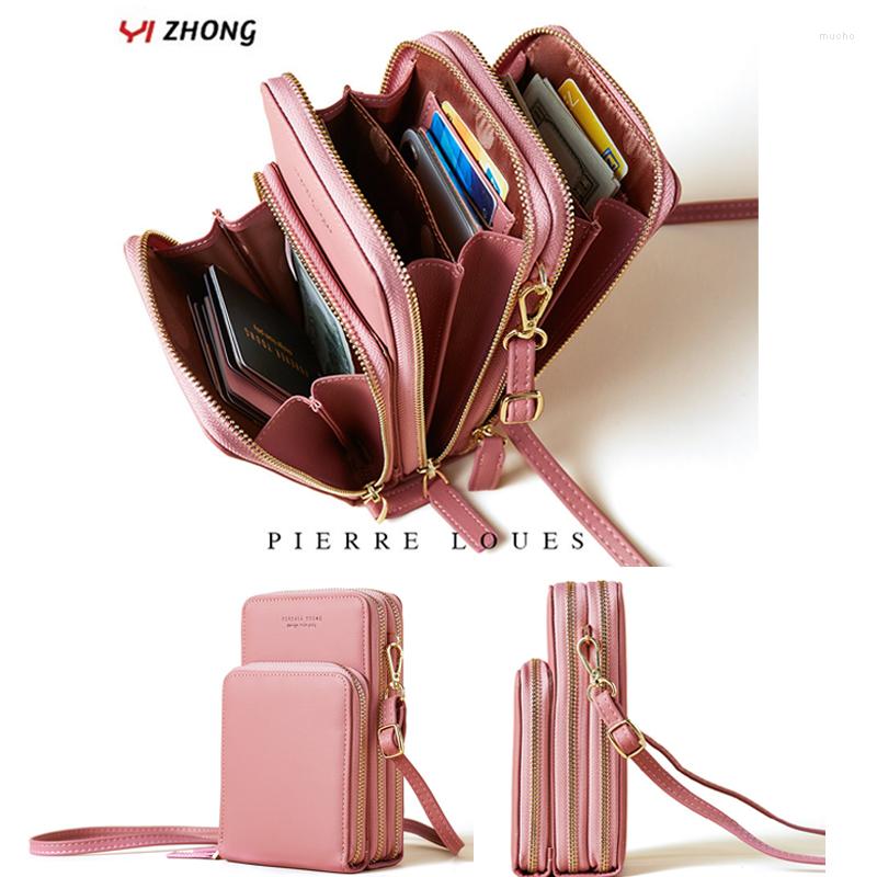 

Evening Bags YIZHONG Fashion Large Capacity Shoulder Chest Bag Women Card Cell Phone Pocket Leather Crossbody Purse Female Messenger, Red