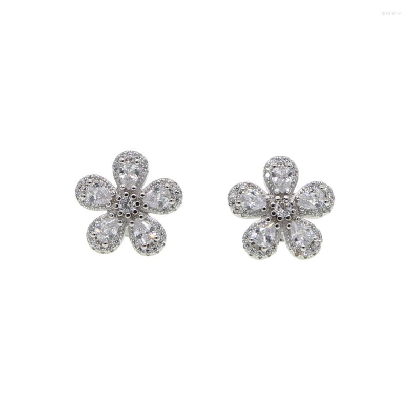 

Stud Earrings Flower Earring Gold Silver Color White Red Cz Lovely Dainty Flowers Fashion Women Girl