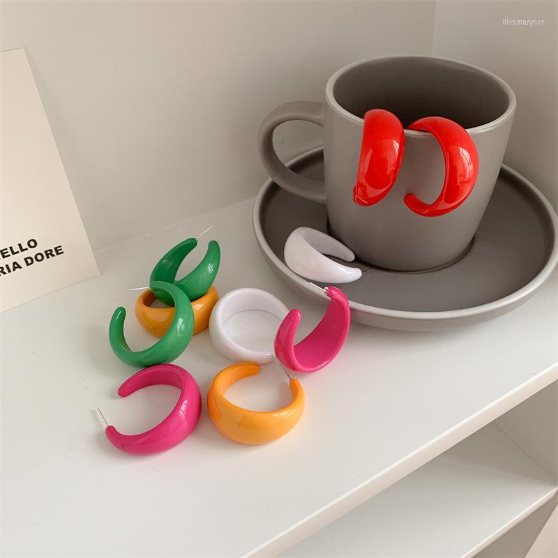 

Hoop Earrings LingLu Simple Colorful Geometric Oval Acrylic Hook 2023 Trendy For Women Girls Party Jewelry